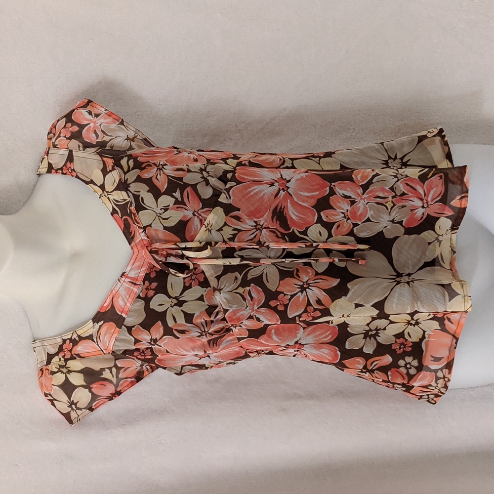 Kasper Floral Lined Blouse with Bow